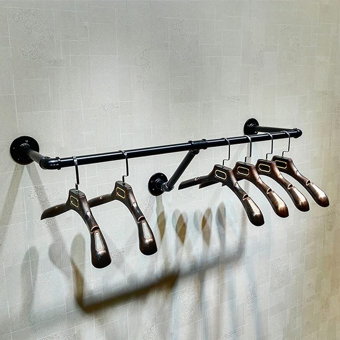 Industrial Retro Wall Mounted Pipe Shelf Bathroom Hanging Towel Rack, Metal by FURVOKIA