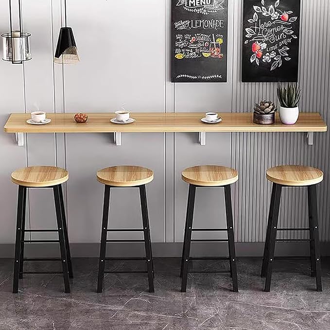Wall Mounted Folding bar Table, Wooden Wall Dining Table, Narrow Long Floating by Unknown