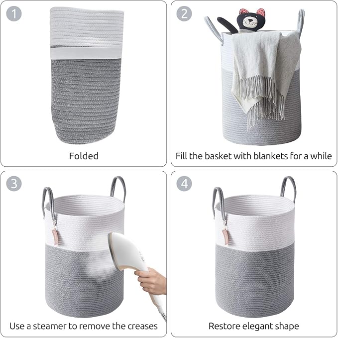 Cotton Rope Laundry Hamper by YOUDENOVA, 58L - Image 6