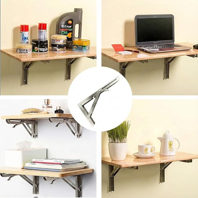 Heavy Duty Folding Shelf Brackets 16 Inch 4 Pack, Collapsible Stainless Steel - Image 5