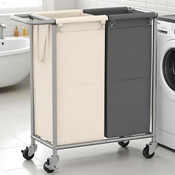 Heybly Laundry Basket, 2 x 18.5 Gal Laundry Separator Hamper by HEYBLY