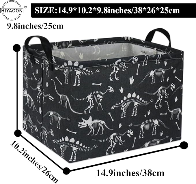 HIYAGON Rectangular Dinosaur Basket Empty Cute Storage Bin Organizer Box - Image 6