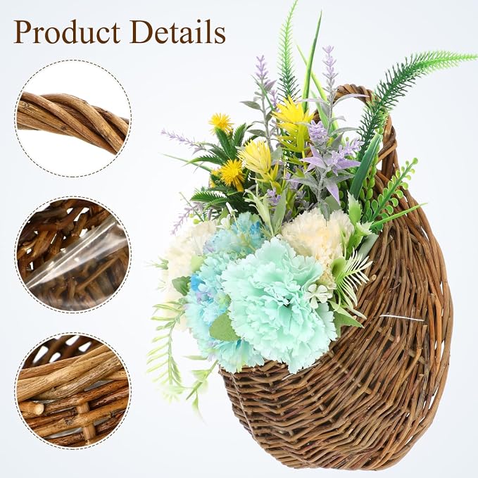 DOITOOL 2PCS Woven Hanging Wall Basket Rattan Wall Planter, Wicker Handmade - Image 5