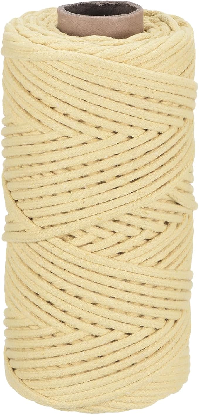 Rebower Macrame Cord 4mm x 109 Yard, Natural Cotton Macrame Rope Twisted by Rebower