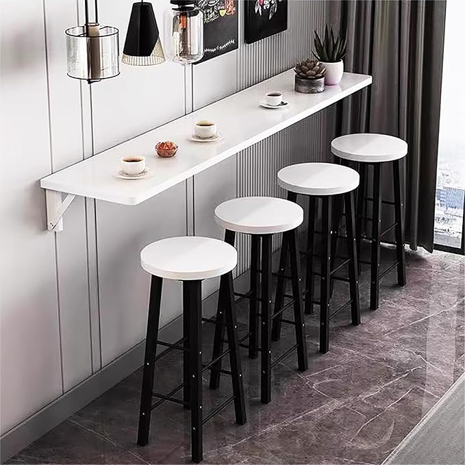 Wall Mounted Folding bar Table, Wooden Wall Dining Table, Narrow Long Floating by Unknown
