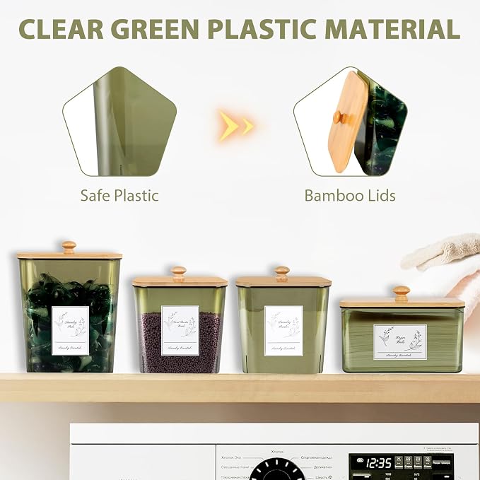 8 Pack Laundry Powder Container & Dryer Sheet Holder, Plastic Square Laundry - Image 6