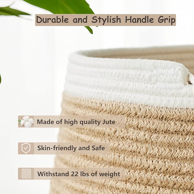 65L Woven Jute Laundry Hamper Basket - Image 4