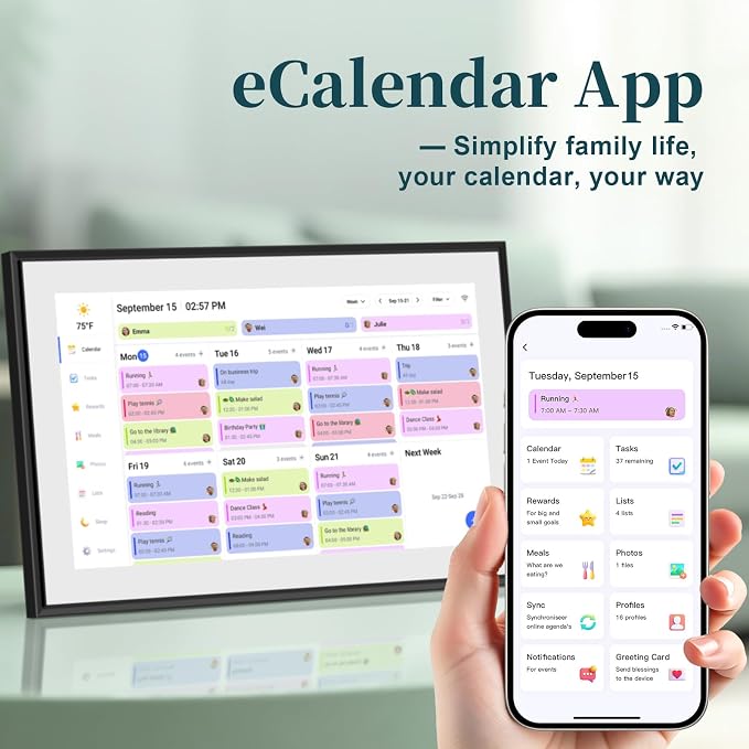 21.5 Inch Digital Calendar Wall Touchscreen, Smart Chore Chart+Monthly and - Image 5