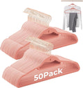 Pink Velvet Hangers 50 Pack, Felt Covered Non Slip Fabric by Limogoo