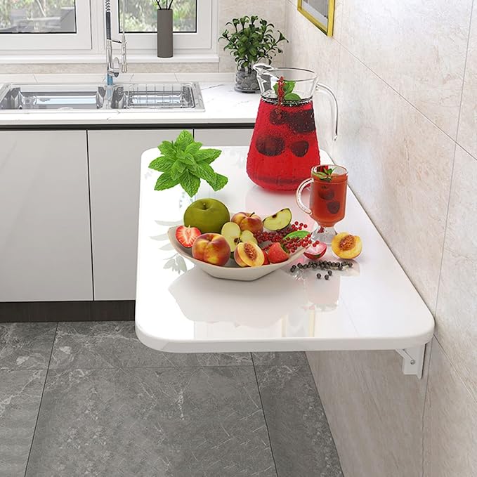 Wall Mounted Folding Table For Laundry Room Heavy Duty Drop Down Table White - Image 5