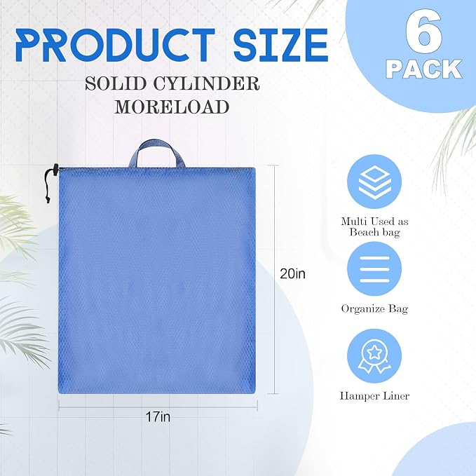 6 Pack 20 x 17 Inches Colorful Soft Mesh Laundry Bag - Image 2