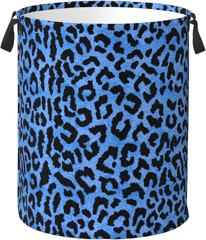 Blue Leopard Print Laundry Hamper Bag by Unknown