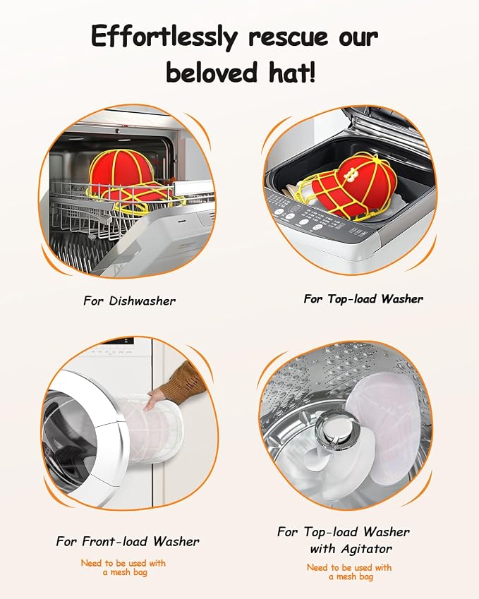 XQXA 2-Pack Baseball Hat Washer Cage | Machine-Washable Cap Cleaner Frame - Image 3