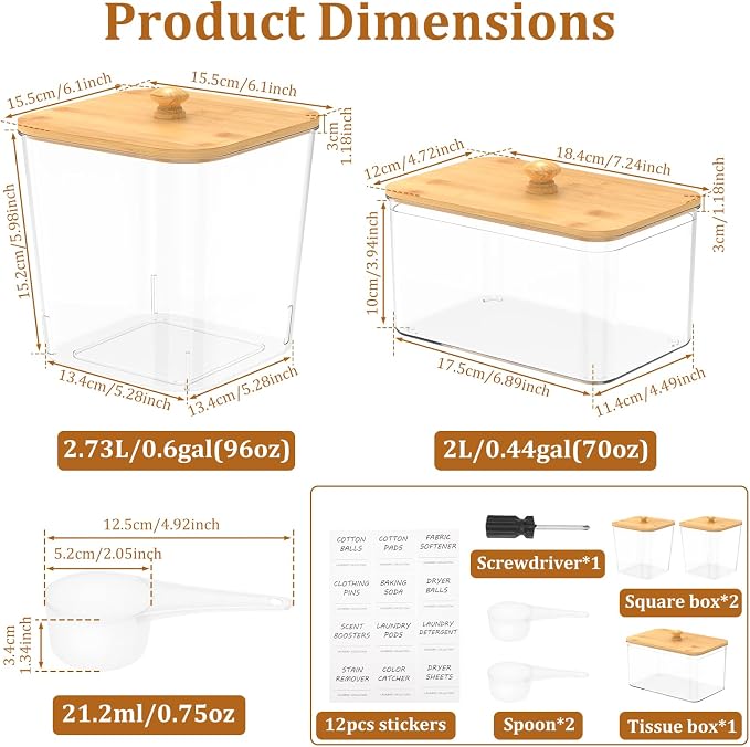 Laundry Pods Container, Laundrys Room Organization Storage Jars - Image 2