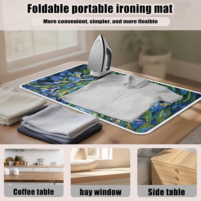 Ironing Mat Iris Flower Orange Cat Print Portable Ironing Pad - Image 4