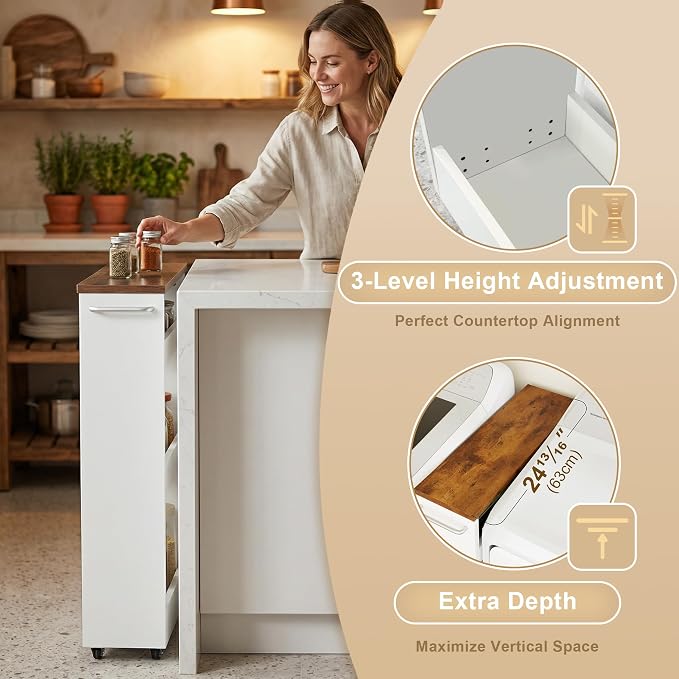 TEAMIX 4 Tier Slim Rolling Storage Cart - Image 4