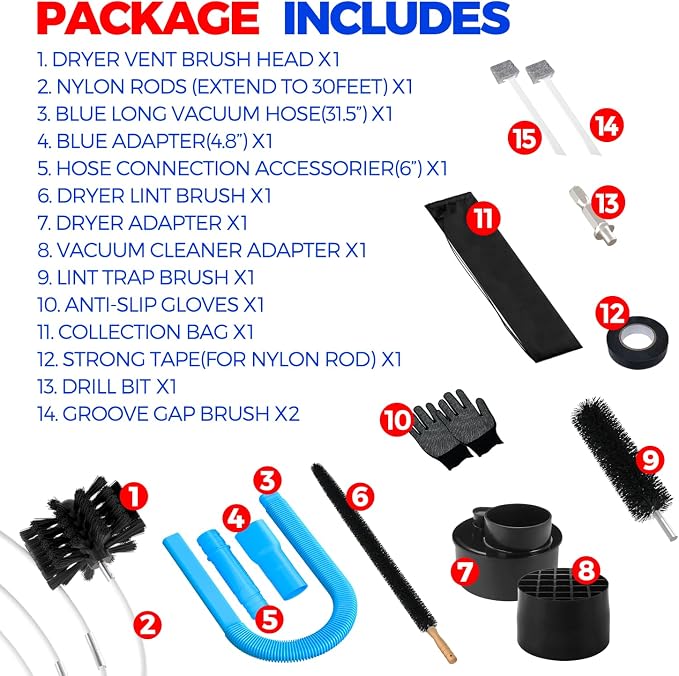 Holikme Dryer Vent Cleaner Kit, Include 30Feet Dryer Vent Cleaning Brush - Image 6