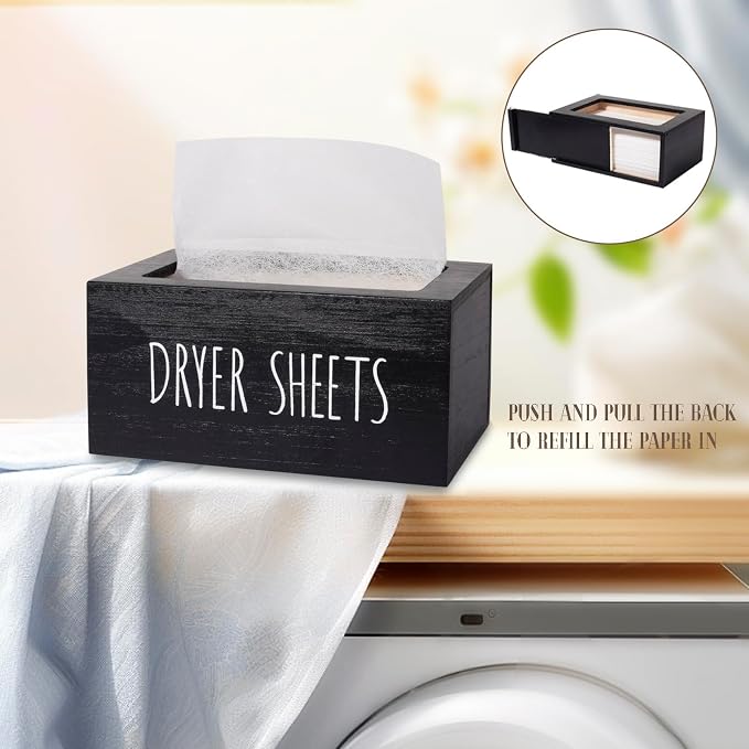 zoocatia Laundry Room Decor Dryer Sheet Container Wood Detergent Dispenser - Image 3