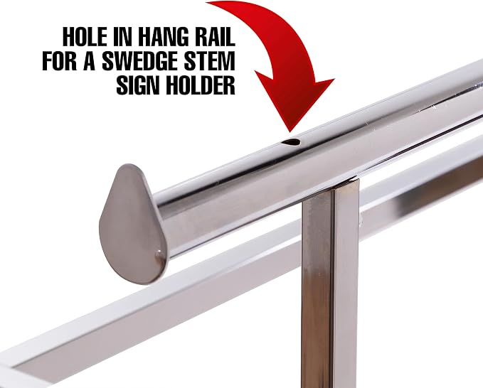 Econoco - Adjustable Double Bar Rectangular Hangrail Rack in Chrome - Image 2