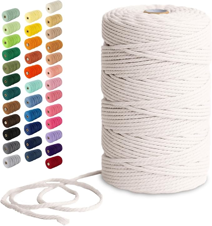 Nook Theory Cotton 3mm Macrame Cord 220 Yards - 4mm 5mm Soft Macrame Rope by NookTheory