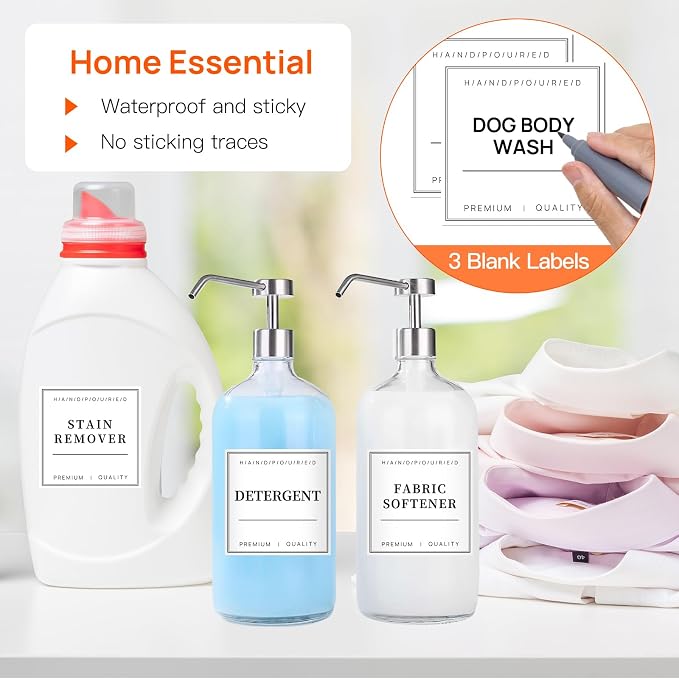 TESWEY 30PCS Waterproof Labels for Bottles, Minimalist Bathroom and Laundry - Image 6