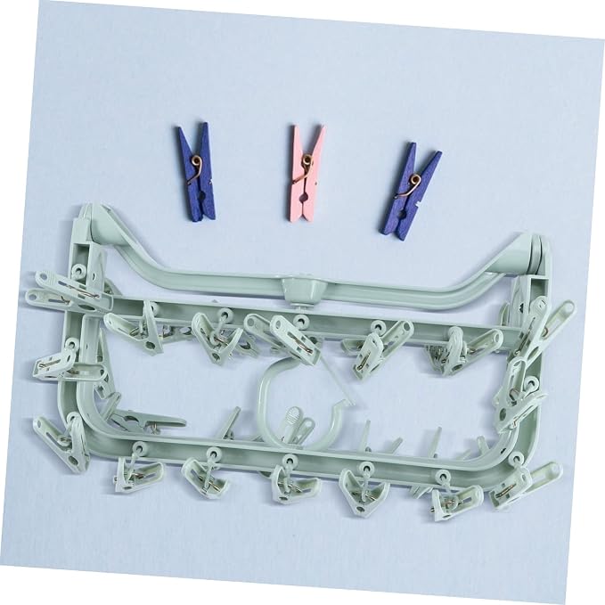 Children's Laundry Clips Rack Plastic Hangers 32 Clips Socks Underwear Drying - Image 4