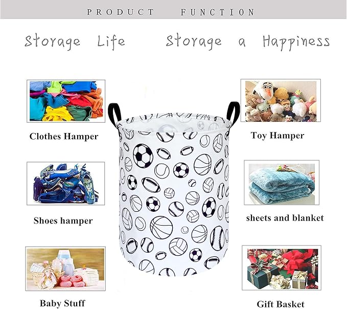 KUNRO Round Laundry Gift Basket Storage Hamper, Clothes Storage Organizer Bins - Image 7