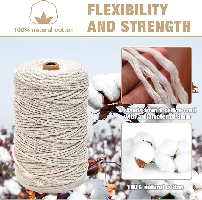 Macrame Cotton Cord 3mm x 200m - Image 3