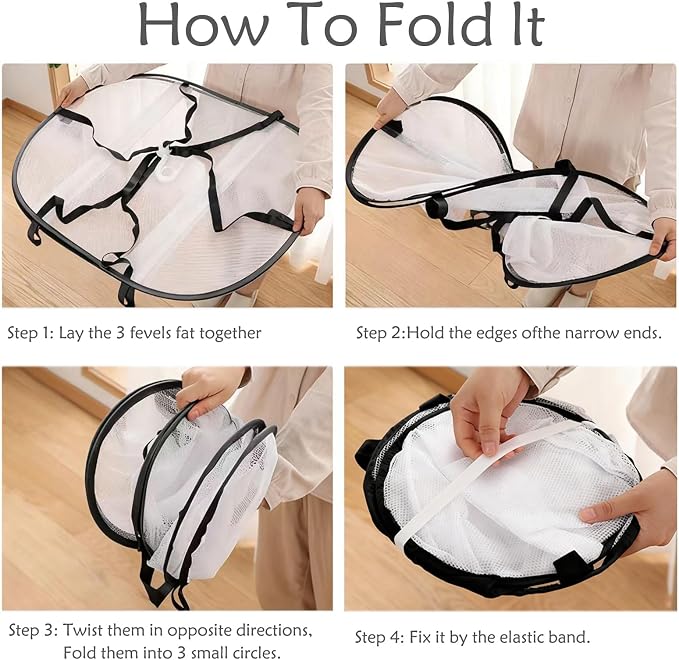 3-Tier Folding Mesh Clothes Drying Rack, Stackable Sweater Dryer Rack - Image 4