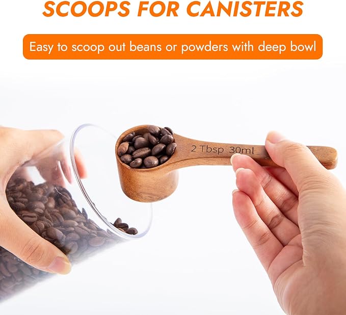4PCS-Wood Scoop Acacia Wooden Scoops Solid Multipurpose Coffee Scoops - Image 3