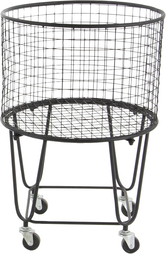 CosmoLiving by Cosmopolitan Metal Storage Cart Deep Set Rolling Mesh Laundry - Image 4