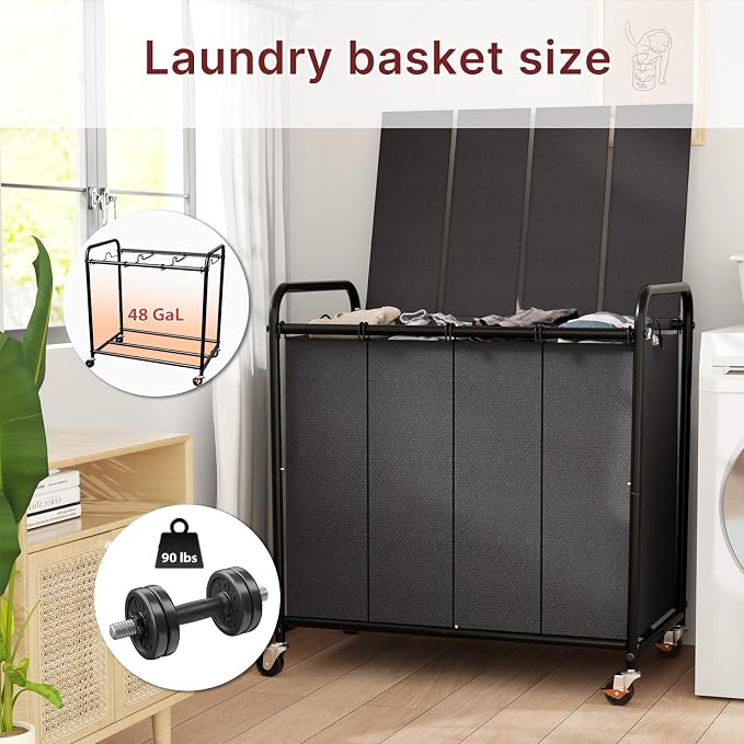 4-Compartment Laundry Cart - Image 3