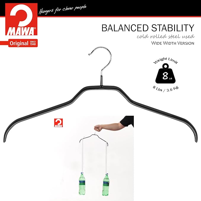 Mawa by Reston Lloyd Non Slip Space Saving Wide Width Clothing Hanger, Style - Image 4