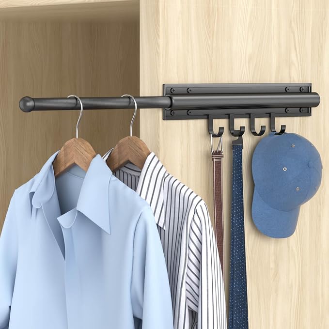 12 Inch Valet Rod for Closet Pull Out, Retractable Closet Rod for Hanging - Image 8