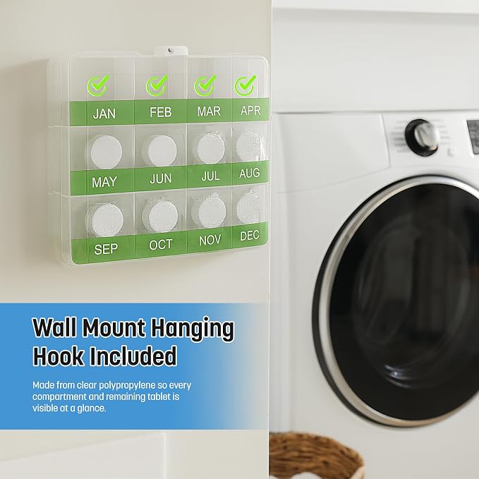 Monthly Reminder Organizer for Cleaning Tablets, 12 Labeled Compartments for - Image 5