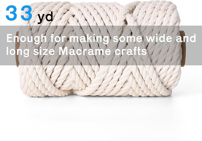 AIFUN Macrame Cord 8mm X 33yards, Natural Cotton Macrame Rope - Image 3