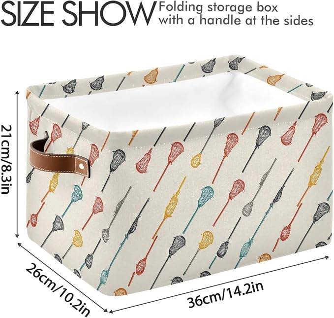 Pfrewn Storage Basket Bins Foldable Color Lacrosse Sticks Laundry Hamper Box - Image 4