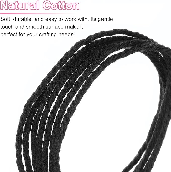 HARFINGTON Natural Macrame Cord 2mm x 220 Yards 3 Strand Twisted Cotton Macrame - Image 4