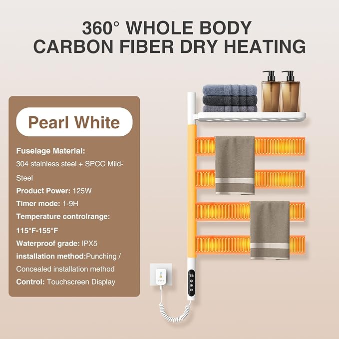 Swivel Heated Towel Rack Electric Towel Warmer - Image 4