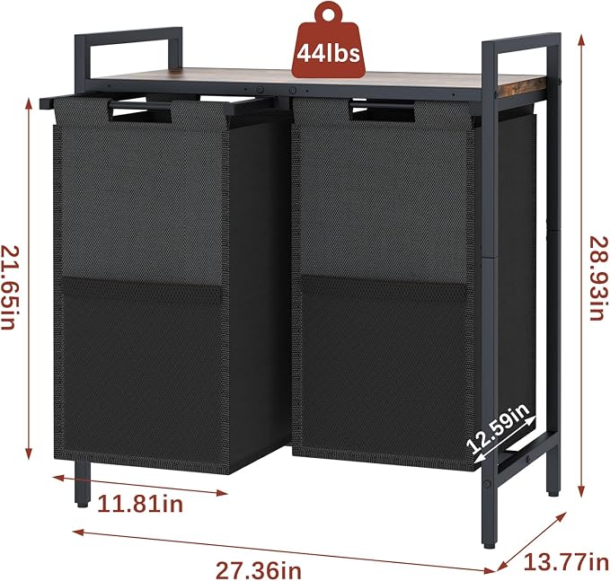 Laundry Hamper, double Laundry Basket, Laundry Sorter - Image 3