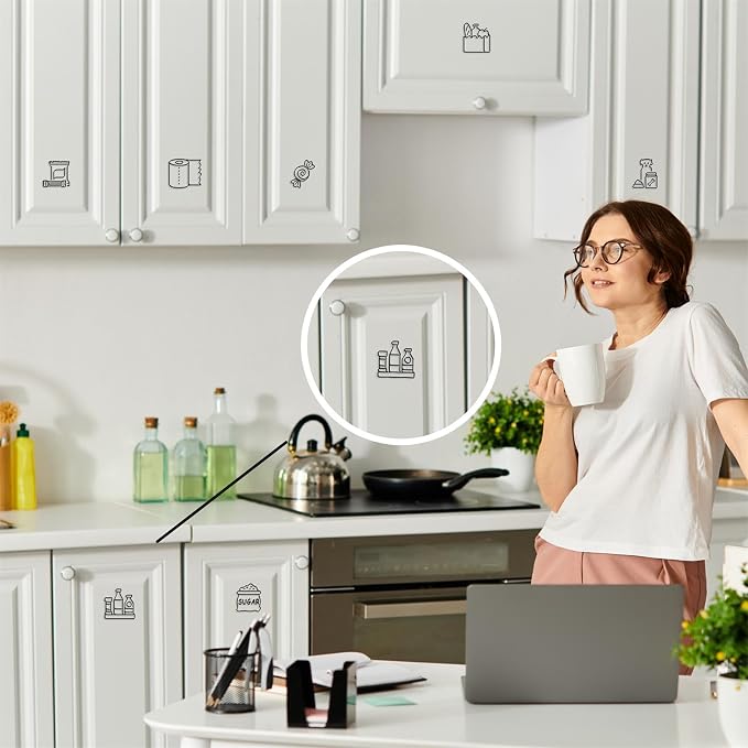 52PCS Kitchen Cabinet Labels Transparent Kitchen Closet Labels Stickers - Image 3