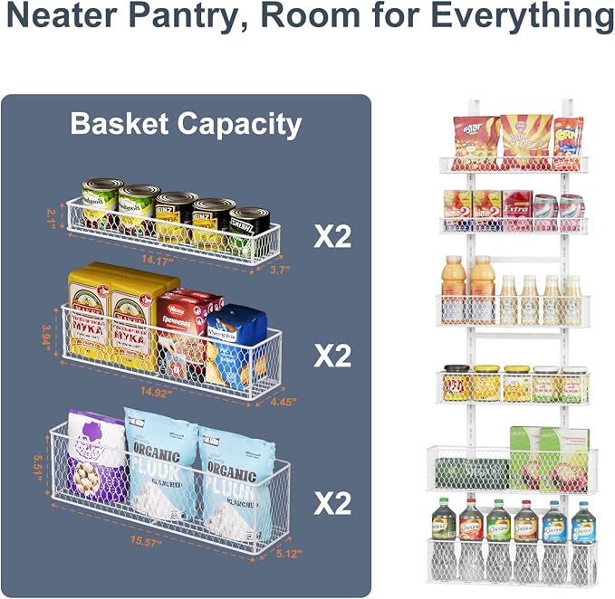 6-Tier Over The Door Pantry Organizer, Hanging Spice Rack - Image 4
