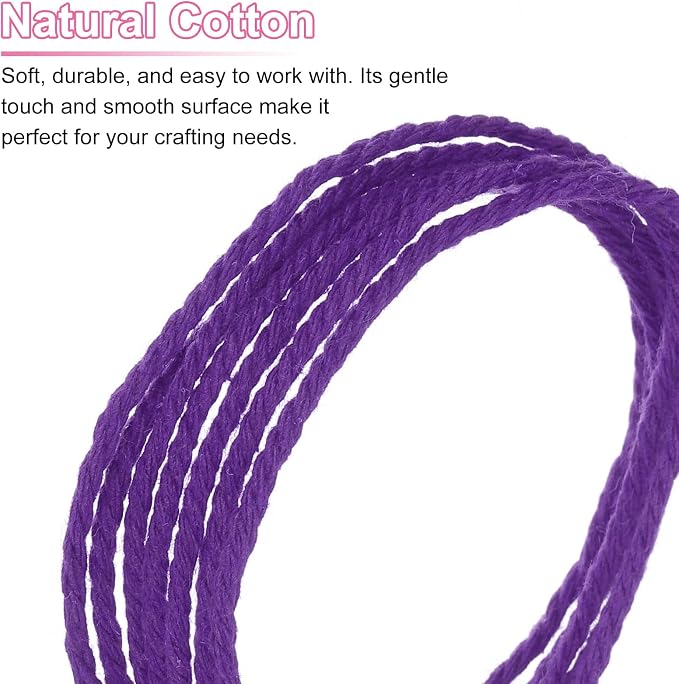 HARFINGTON Natural Macrame Cord 2mm x 220 Yards 3 Strand Twisted Cotton Macrame - Image 4