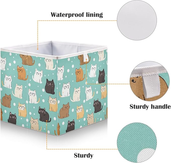 senya Large Storage Bins Probe Kitten Collapsible Foldable Storage Cubes Fabric - Image 4