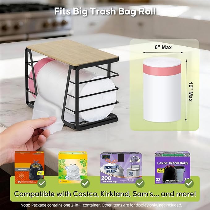 2 in 1 Trash Bag Dispenser Under Sink, Large Garbage Bag Roll Holder - Image 3
