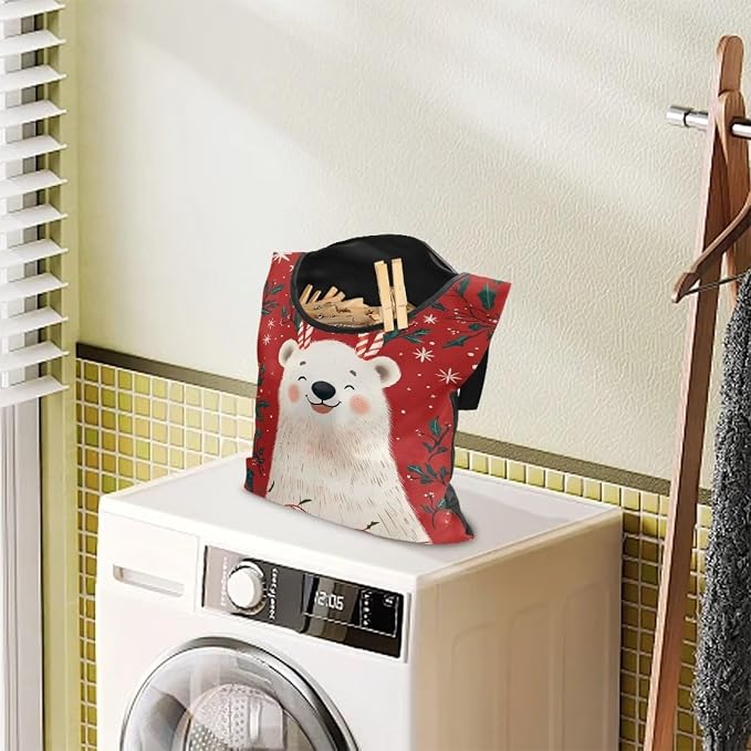 Bear Clothespin Bag with Hanging Hook Summer Laundry Clothes Pin Holder - Image 3