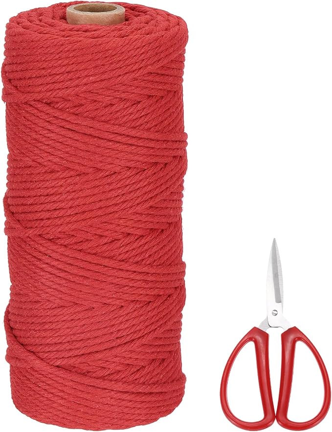MECCANIXITY Braided Macrame Cord, 3mm x 109 Yards Natural Cotton Rope Macrame by MECCANIXITY