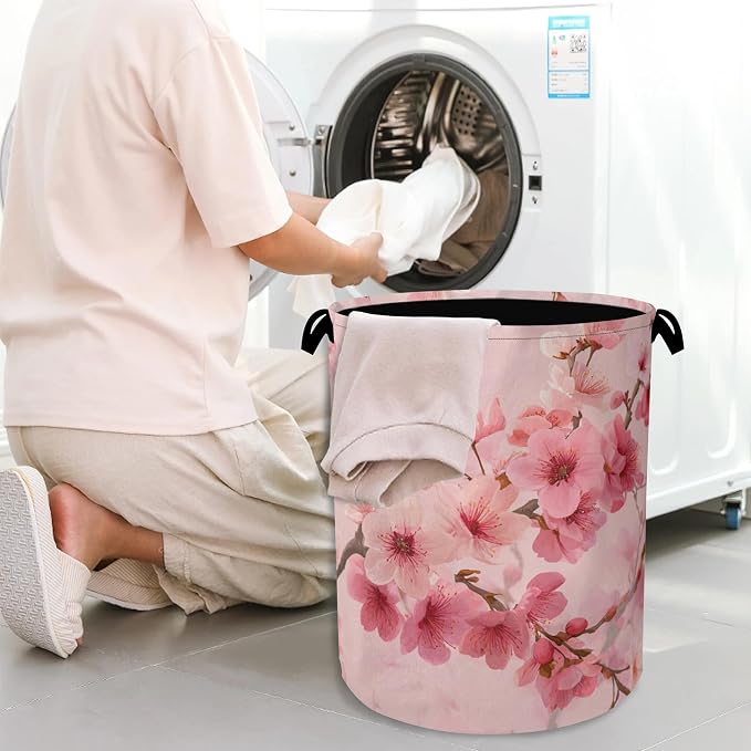 Cherry Blossoms Laundry Basket, Japanese Foldable Oxford Cloth Tote Bag Laundry - Image 7