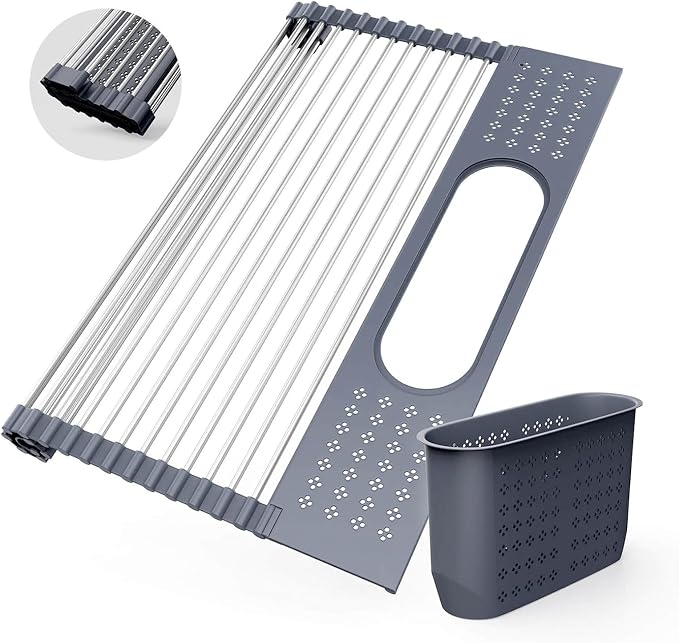 LEMIKKLE 17" x 15" Roll Up Dish Drying Rack Over The Sink Dish Drying Rack - Image 6