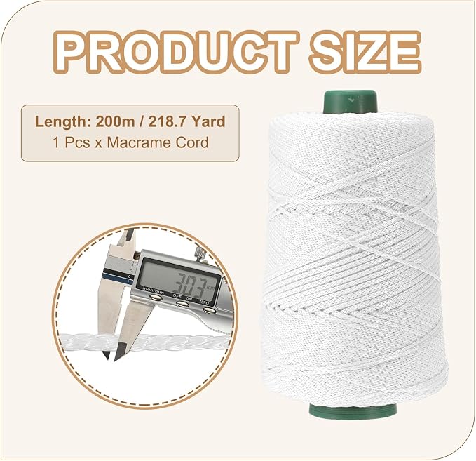 YELARXI Polyester Macrame Cord, 3mm x 219 Yards Polypropylene Macrame Cords - Image 2